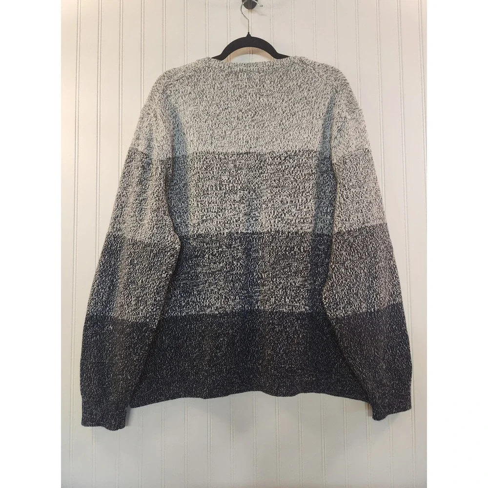 Banana Republic Mens XXL Grey Navy Blue‎ Ombre Colorblock Cotton Knit Sweater